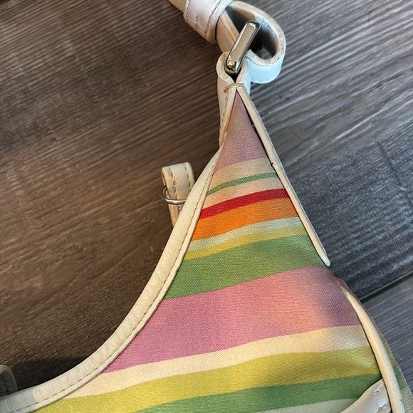 Coach Hampton Multicolor Striped Hobo Shoulder Bag White Leather - Picture 8 of 16